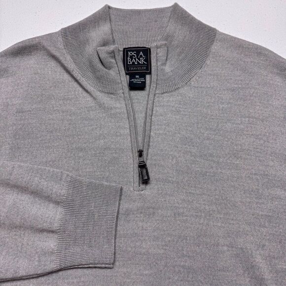 Jos A Bank Sweater Mens XXL Gray Wool Business Casual Outdoor Office Preppy Camp - Picture 1 of 12